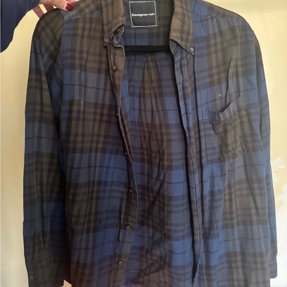 CHANEL Blue and Brown Plaid Shirt